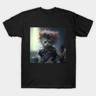 Old Punk Rock Cat T-Shirt